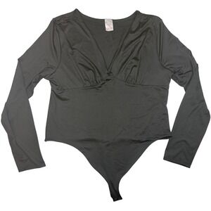 No Bo Bodysuit Womens XXL Black V-Neck‎ Long Sleeve Whimsigoth Babydoll Grunge